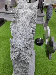 Hand Carved Unique Flower Headstone G614 Granite Tombstone 4 Hand Carved Unique Flower Headstone G614 Granite Tombstone 4