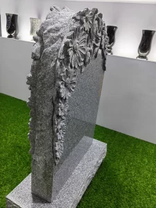 Hand Carved Unique Flower Headstone G614 Granite Tombstone 7 Hand Carved Unique Flower Headstone G614 Granite Tombstone 7