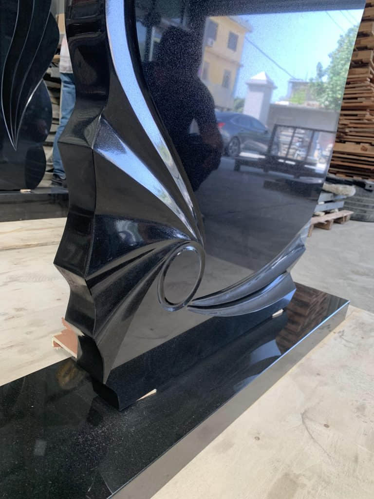 Absolute Black Granite Upright Headstone Russian Style 1