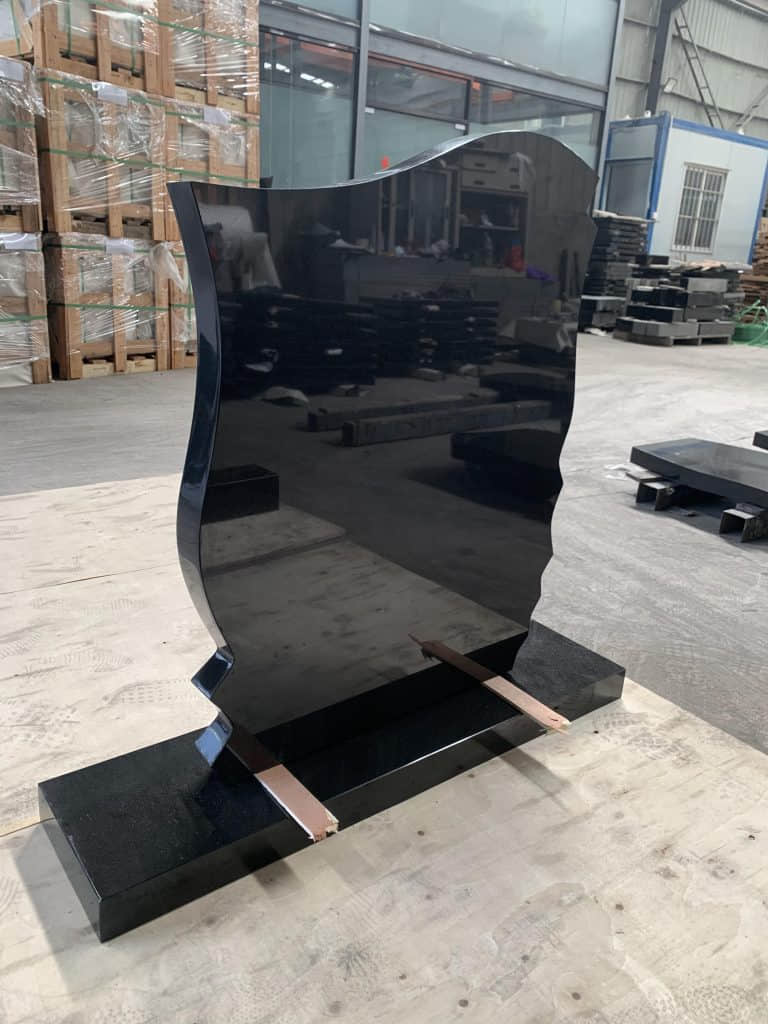 Absolute Black Granite Upright Headstone Russian Style 2