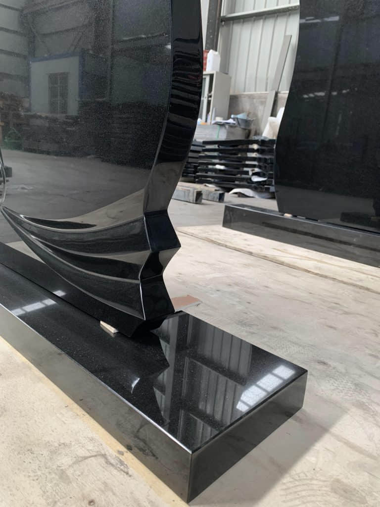 Absolute Black Granite Upright Headstone Russian Style 3