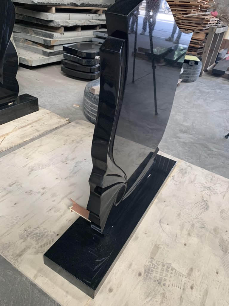 Absolute Black Granite Upright Headstone Russian Style 5
