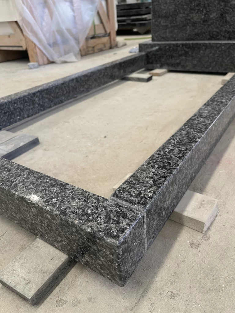 Black Ice Dapple Granite Headstone Kerb Memorial 3 1