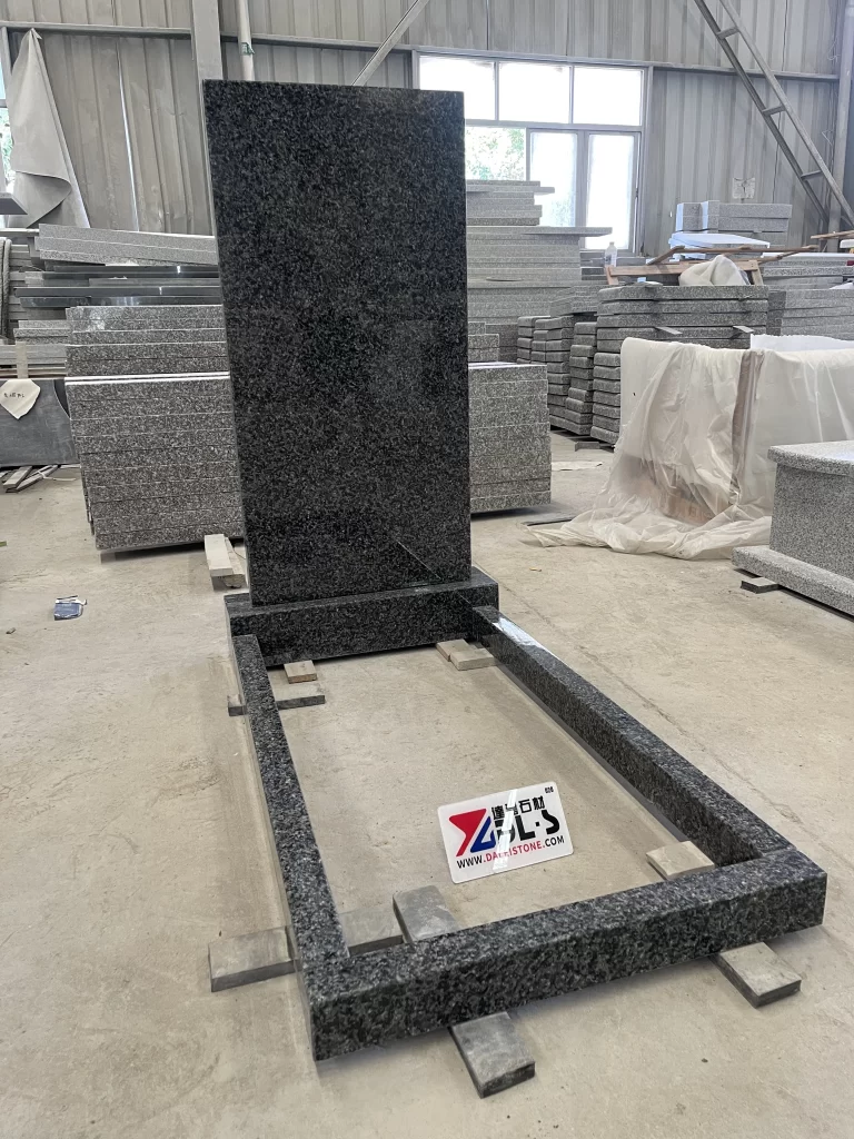 Black Ice Dapple Granite Headstone Kerb Memorial 4 1