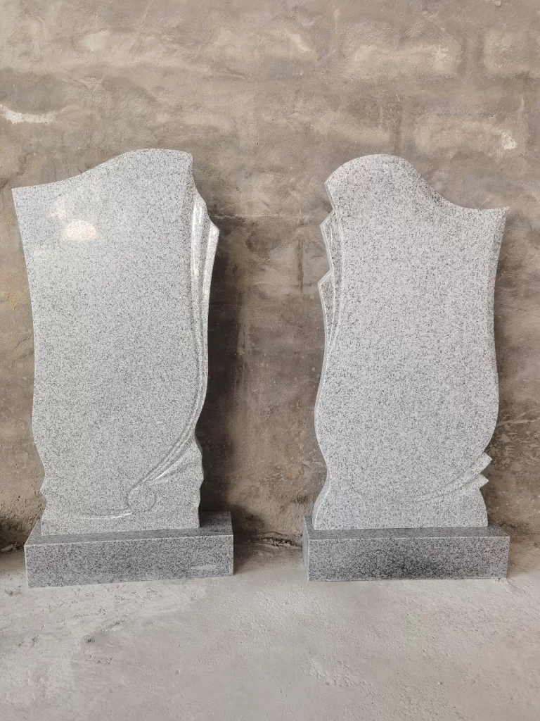 Polished G603 Light Grey Granite Upright Headstone Russian Style 1