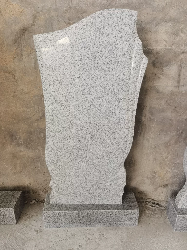 Polished G603 Light Grey Granite Upright Headstone Russian Style 3