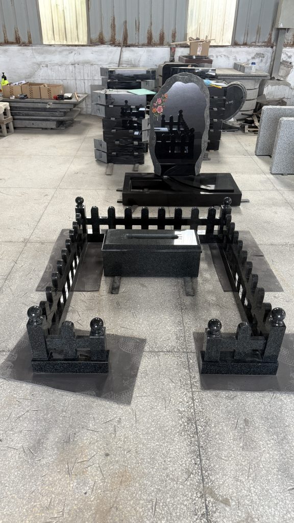 Bespoke Design Black Franite Headstone Complex Monument 1
