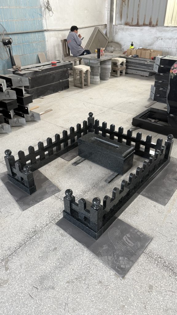 Bespoke Design Black Franite Headstone Complex Monument 2
