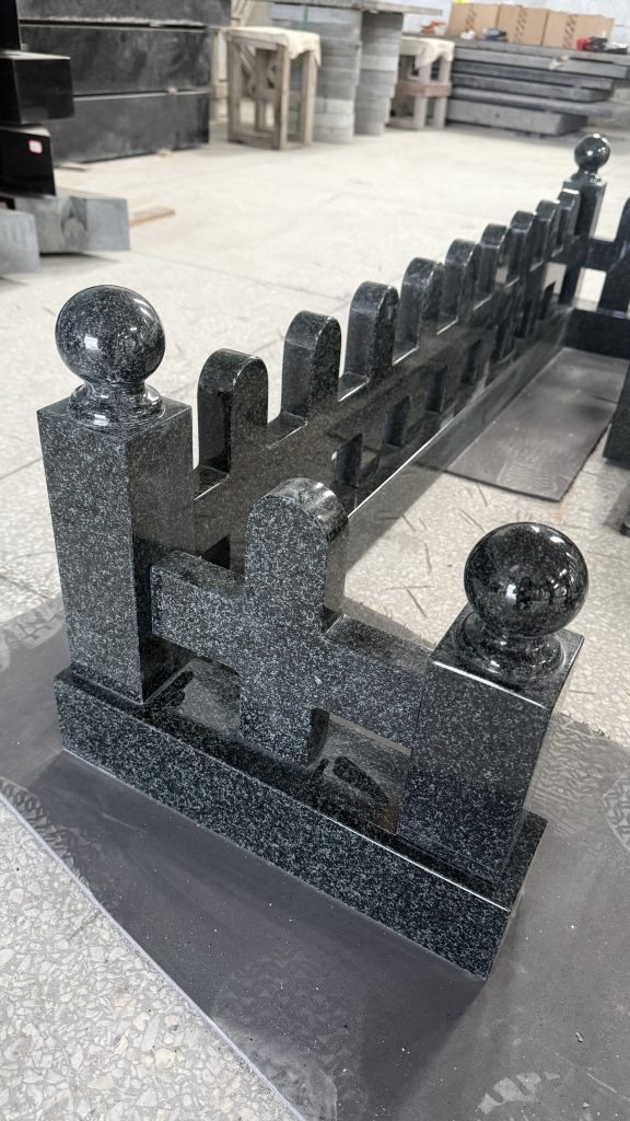 Bespoke Design Black Franite Headstone Complex Monument 6
