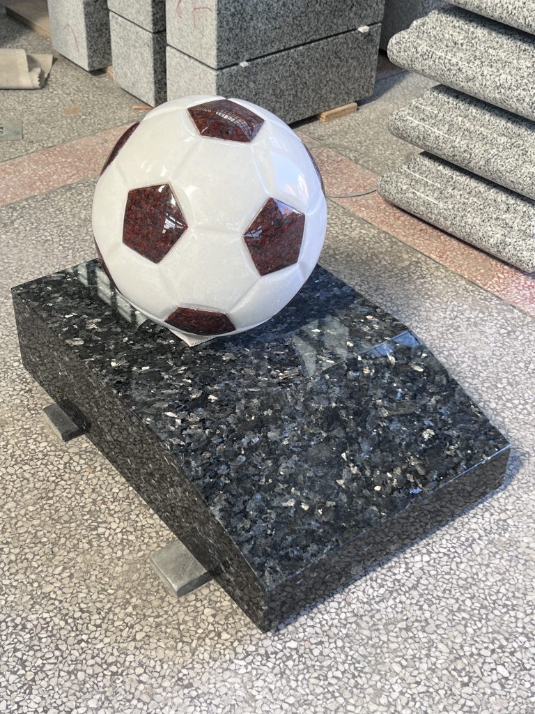 Solid Football Memorial Marker Grave with Slopped Base 2