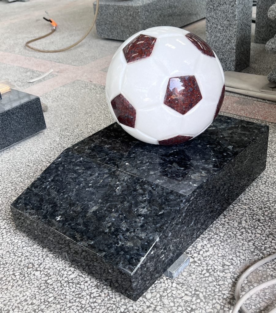 Solid Football Memorial Marker Grave with Slopped Base 6