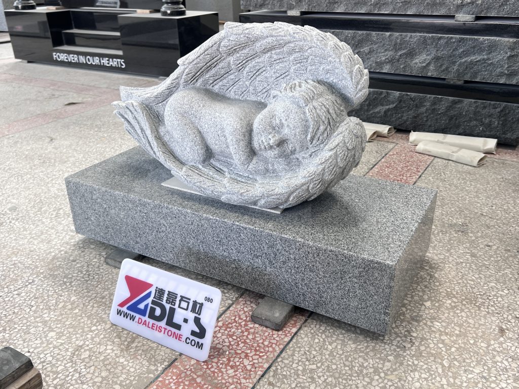 Carved Cherub Statue Infant Headstone 1