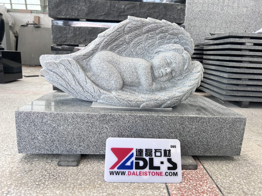Carved Cherub Statue Infant Headstone 3