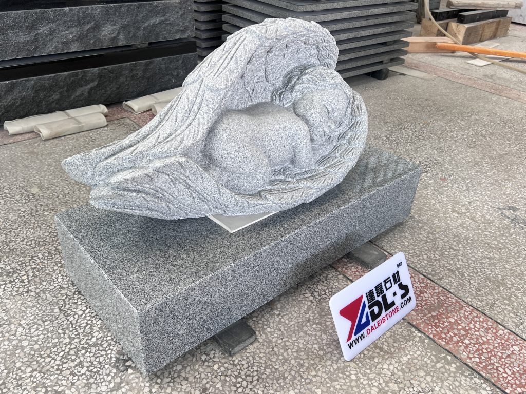 Carved Cherub Statue Infant Headstone 6