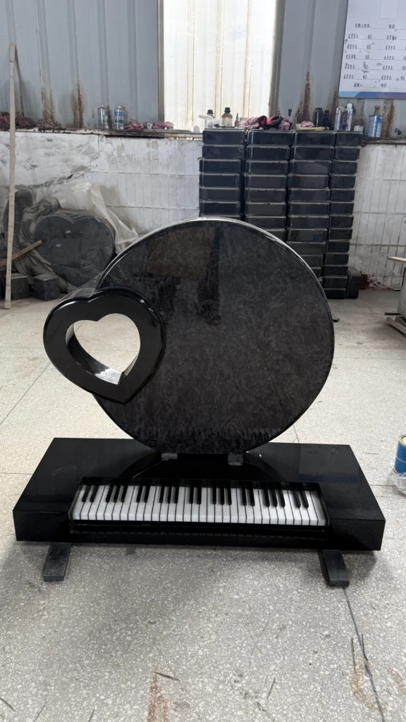 Bespoke Carved Heart with Piano Shaped Headstone 1