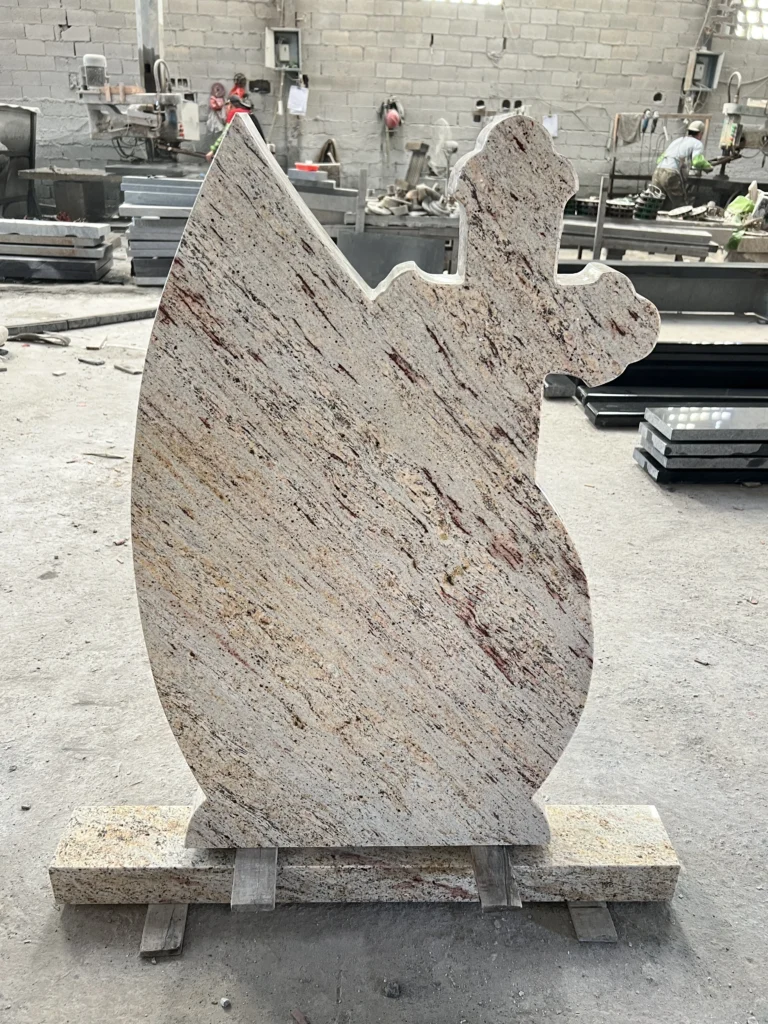 Golden Coin Granite Upright Headstone with Orthodox Cross 9