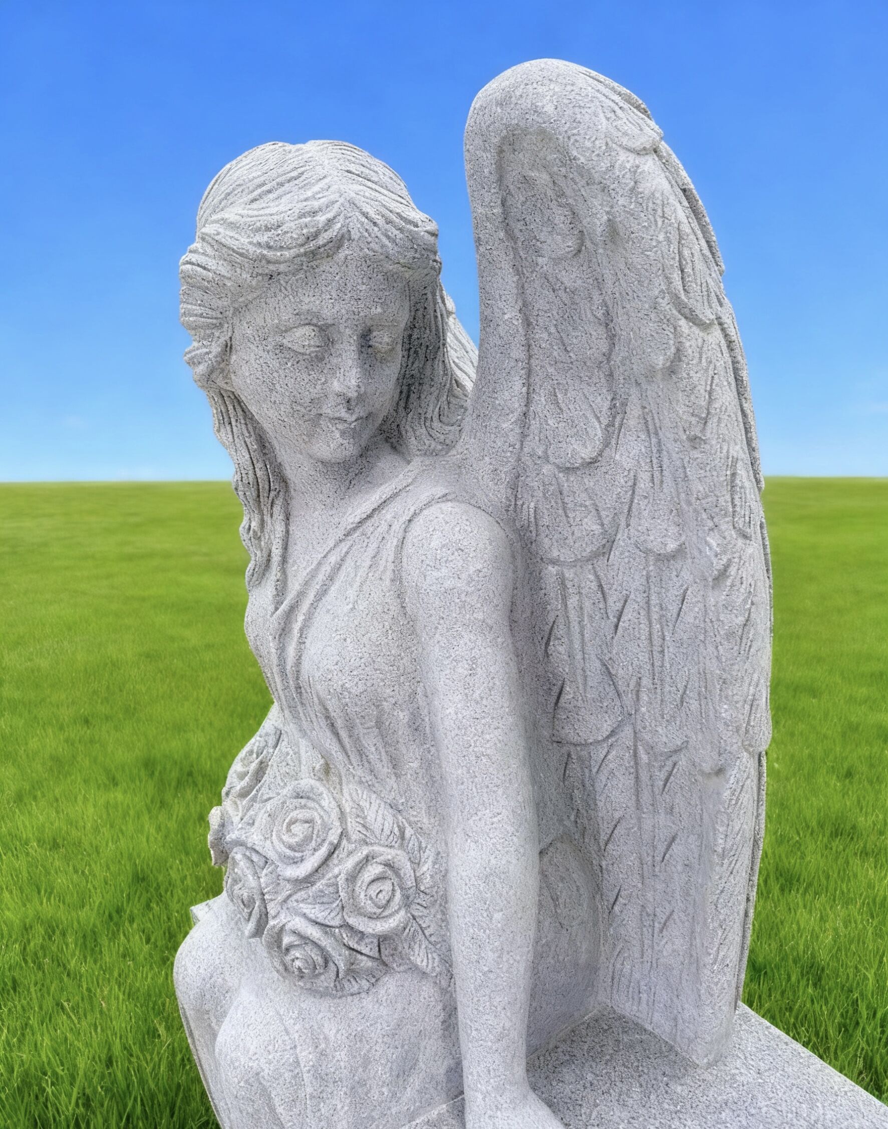 Bespoke Carved Sitting Angel Memorial Bench G633 Granite Monument 2