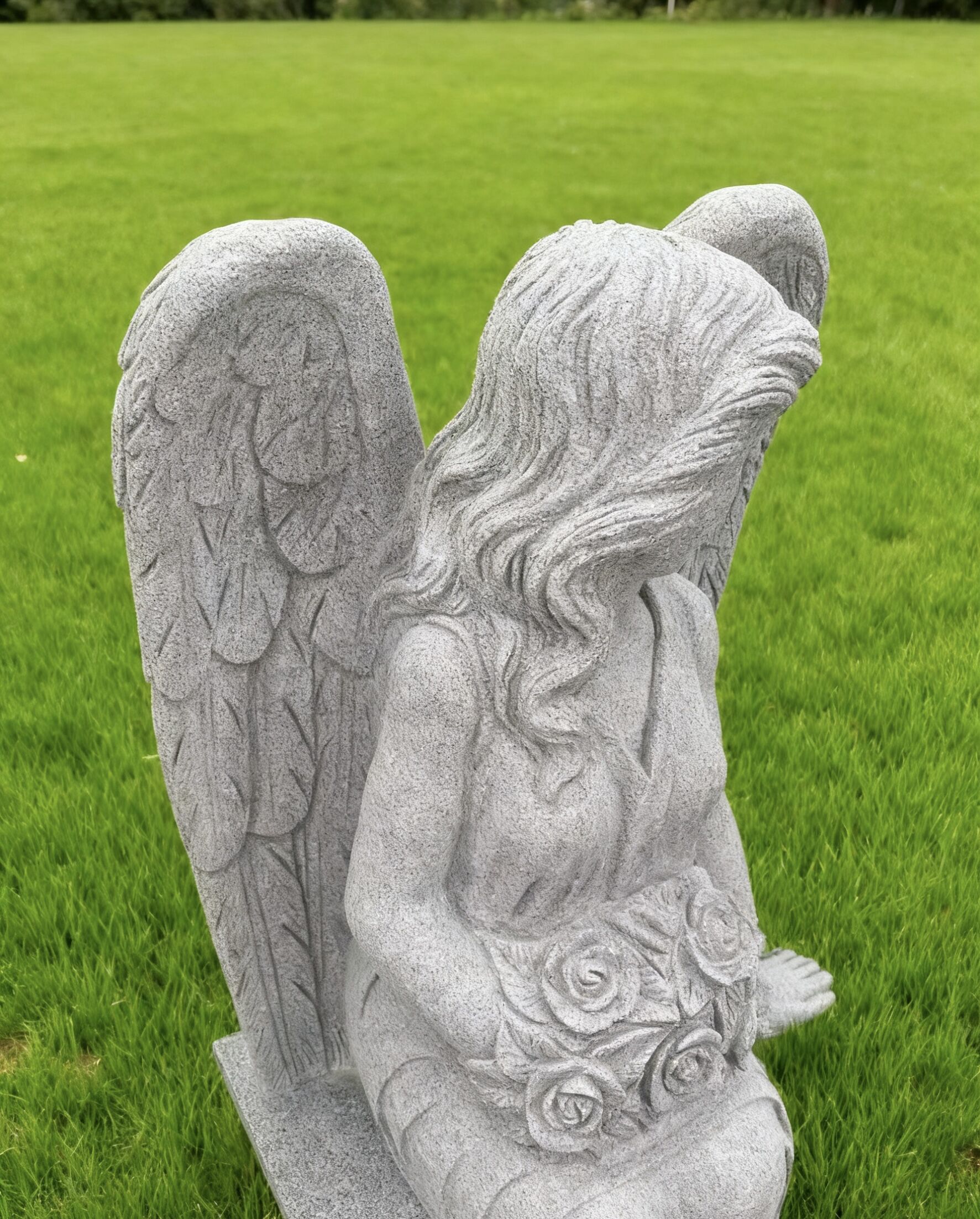 Bespoke Carved Sitting Angel Memorial Bench G633 Granite Monument 8