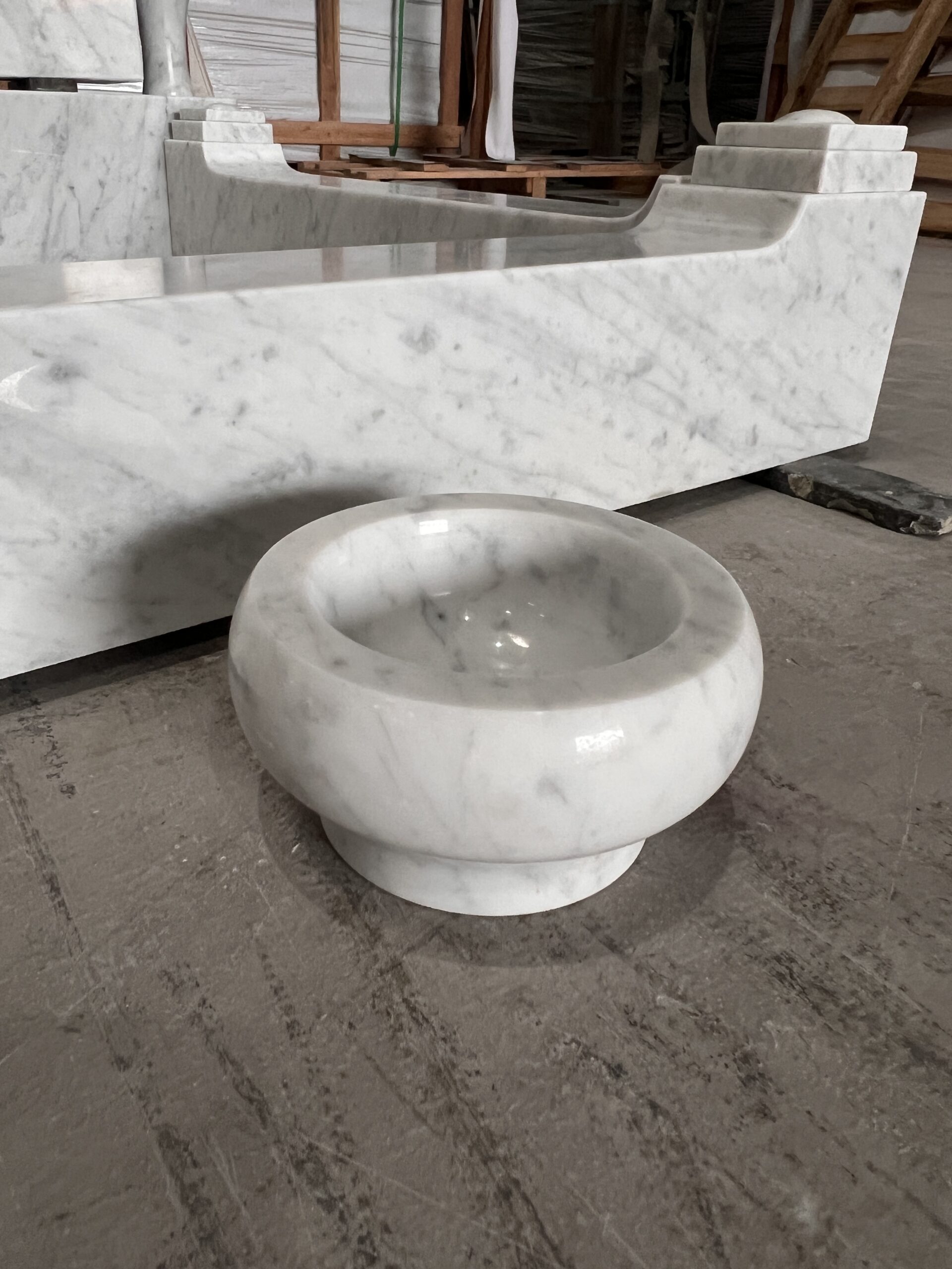 Modern Cutout Cross Design Carrara Marble Monument Set 10
