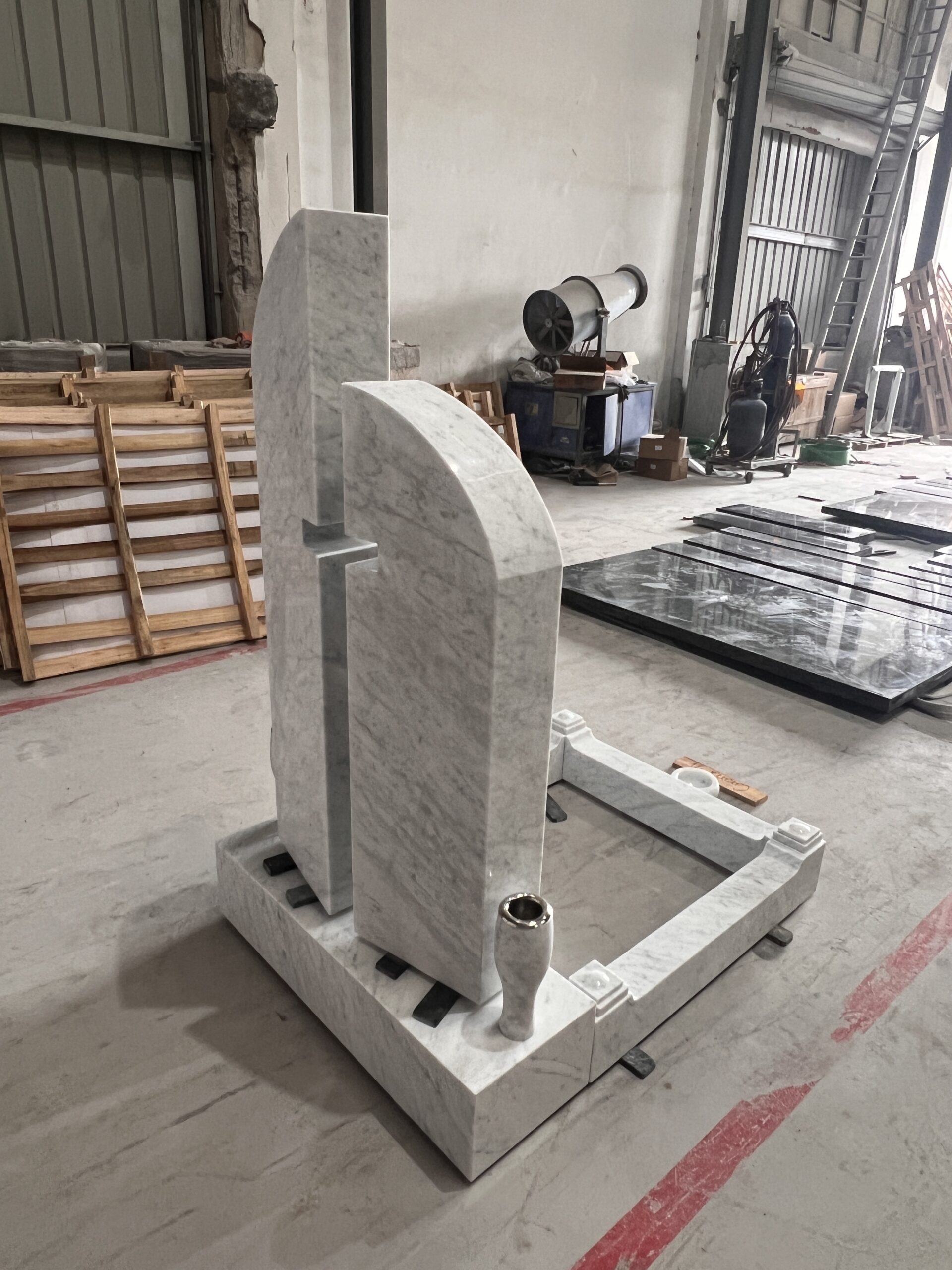 Modern Cutout Cross Design Carrara Marble Monument Set 4 Modern Cutout Cross Design Carrara Marble Monument Set 4